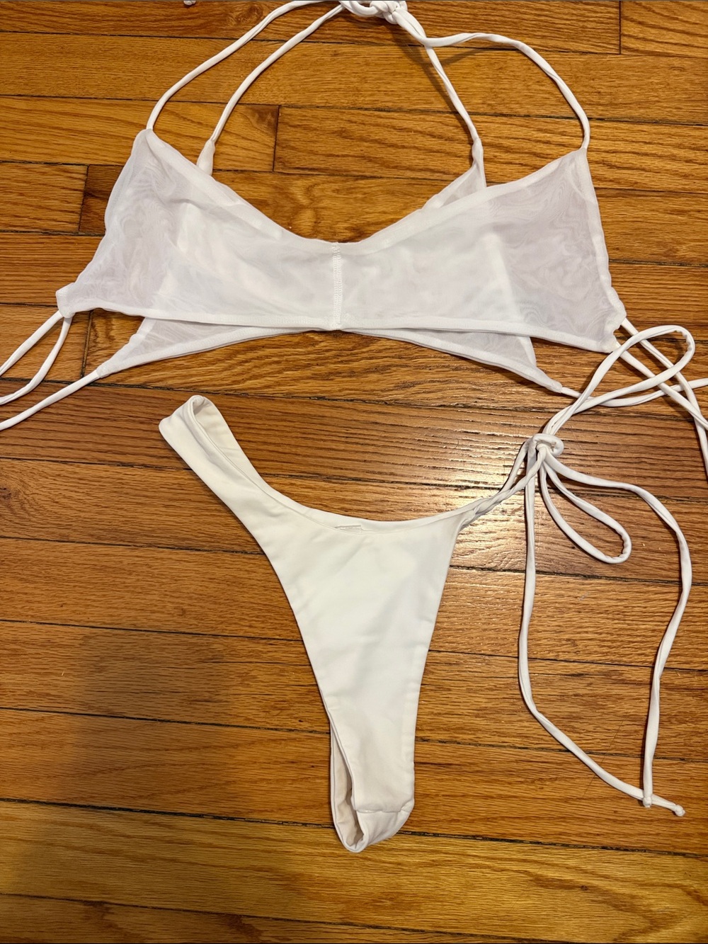 White Women’s String Bikini Set - Classic Tie-Side Swimwear